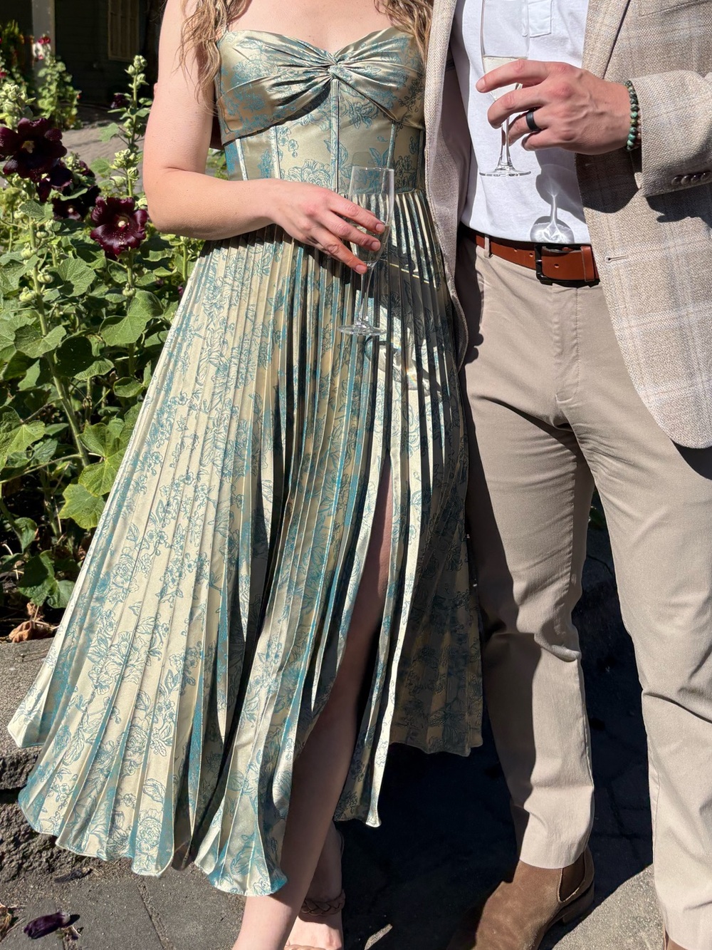 Azazie Vesper Platinum Teal Midi Dress - Picture 6 of 7